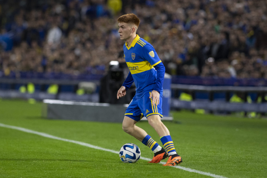 Valentin Barco of Boca Juniors seen in action during the